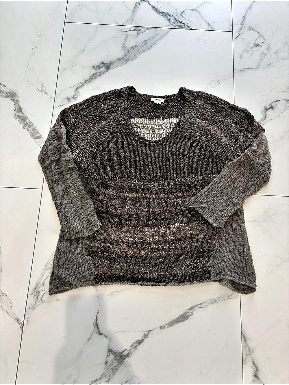 Helmut Lang Textured Knit Sweater in Brown & Gray Size Medium
